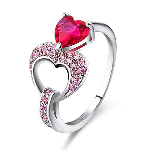 Emsione Created Ruby Spinel 925 Silver Filled Ring for Women