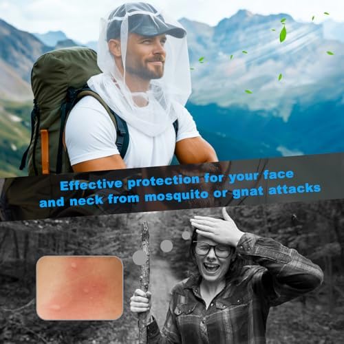 TUPI 2 Pack Mosquito Head Net Mesh, Fits All Hats for Men & Women,White - 2