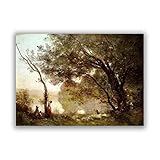  ZHPLIX Jean-Baptiste-Camille Corot Impressions d\'art Reproductions de peintures célèbres giclée Tableaux sur toile Souvenir de Mortefontaine 20 x 28 cm sans cadre