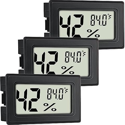 Indoor Hygrometer Thermometers 3 Pack Humidity Meters Gauge Mini Digital Thermometer Hygrometer with Fahrenheit (℉) for Humidors, Refrigerator, Greenhouse, Garden, Cellar, Closet Cover
