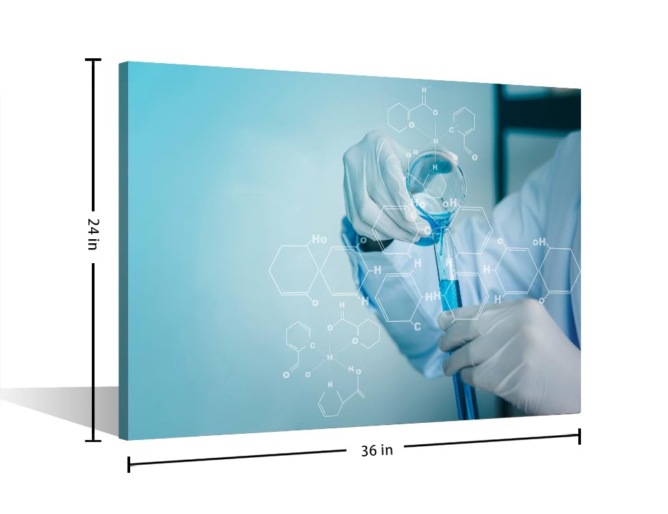 Image of TUMOVO Wall Decor Scientists and Scientific Experiments Wall Art Medical Painting Home Decor Medical backgroun Wall Decor for Living Room 1 Pieces Framed Ready to Hang, 24 inch Wx36 H