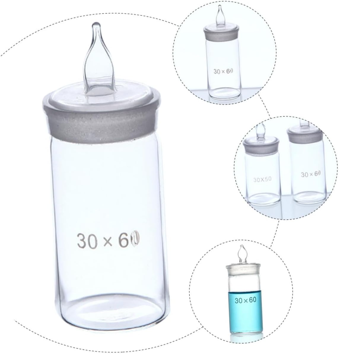 Alipis 2pcs Glass Weighing Bottle Lid High-grade Laboratory Sample Container Design for Precise Measurement and Storage for Home and Lab Use