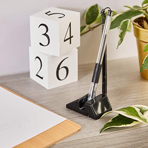 Juvale Desktop Pen - 6-Pack Counter Pens, Security Gel Ink Pens For Bank, Office, Hotel Lobbies, Retail Stores, Anti-Theft Pen With Adhesive-Backed Base, Black, 0.5Mm Ballpoint #TOP2
