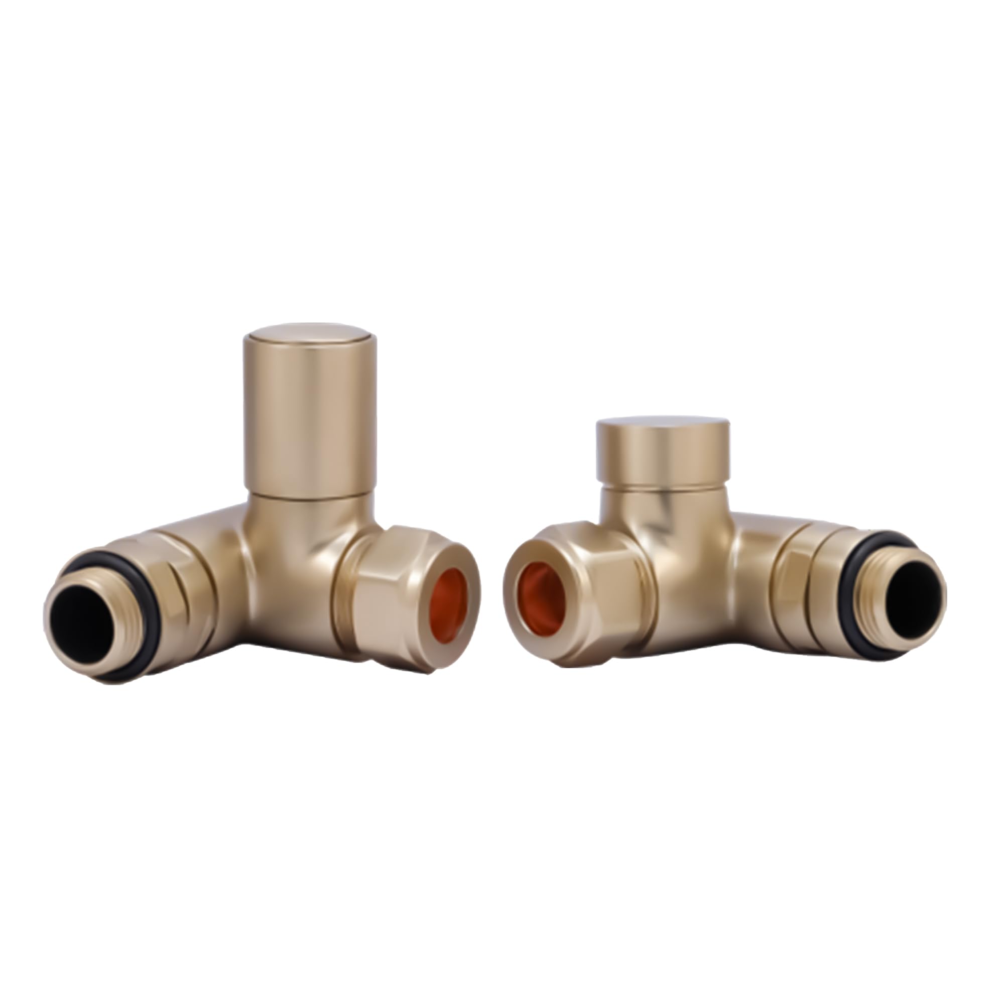 Dual Fuel Manual Radiator Valve Brushed Brass Corner - 1/2" x 15mm