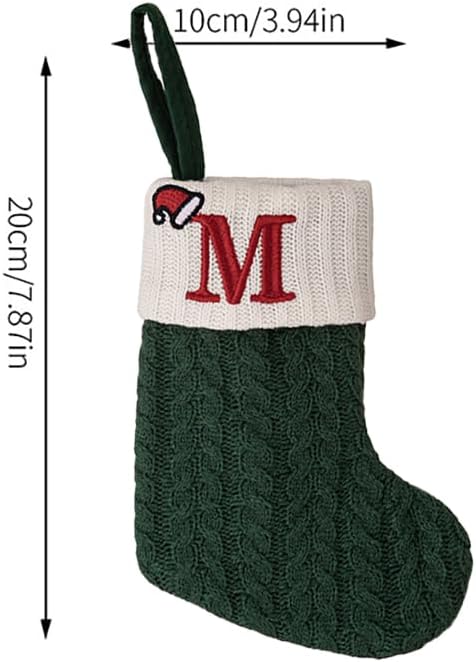 7 inch Mini Cute Knit Monogram Embroidered Christmas Stocking Personalized Initial Christmas Stocking Family Holiday Xmas Party Decor Christmas Decorations