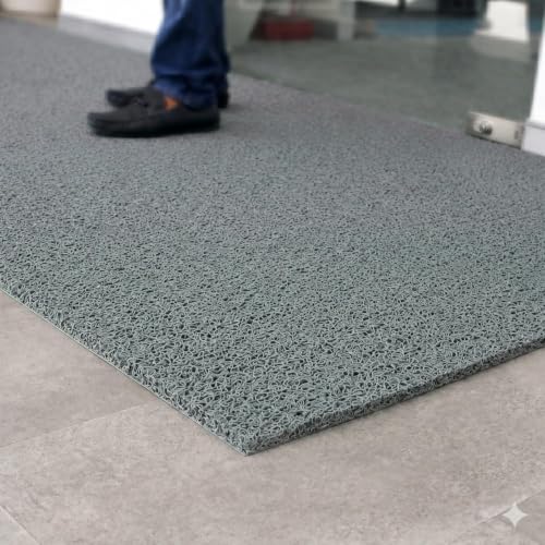Image of TIB Cushion Noodle Mat for Home Entrance | Heavy Duty Anti-Slip Washable PVC Floor Mat for Bathroom, Kitchen, Bedroom & Office | Water Absorbent Indoor Outdoor Door Mat (Grey, 16x24 INCH)