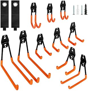 Kitmiido Garage Hooks Heavy Duty 12 Pack, Steel Garage Storage Hooks Utility Wall Mount&Tool Organiser Anti-Slip Garage Wall Hooks for Organising Bike, Ladder, Garden Tools, Ropes, Cables
