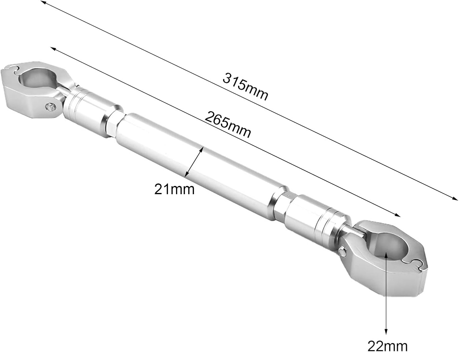 Universal Adjustable Motorcycle Motor Bike Handlebar Brace & Clamp Crossbar Set Aluminum Alloy Motorbike /8″(22mm) Clamp Diameter(Silver)