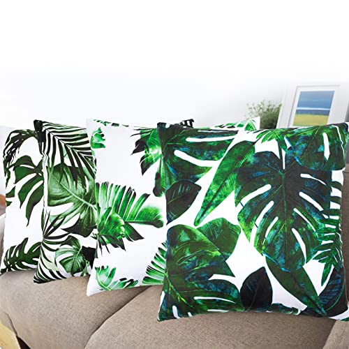 Yikki Set of 4 Cushion Covers 18x18 Inch, Waterproof Outdoor Cushion Covers, Tropical Leaves Pillow Cases, 45 x 45cm Decorative Thorw Pillow Covers, Sofa Pillowcases for Bedroom Office Car Home Decor 7 Yikki Set of 4 Cushion Covers 18x18 Inch, Waterproof Outdoor Cushion Covers, Tropical Leaves Pillow Cases, 45 x 45cm Decorative Thorw Pillow Covers, Sofa Pillowcases for Bedroom Office Car Home Decor - Image 7