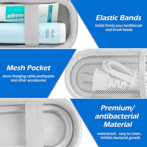 Image of Toothbrush Travel Case for Oral B / Oral-B Pro 1000 1500 5000 7000 7500 and Philips Sonicare 4100 1100 5300 5100 6100 6500 / iO Series Electric Toothbrush, Hard Protective Storage Bag (Starlight)