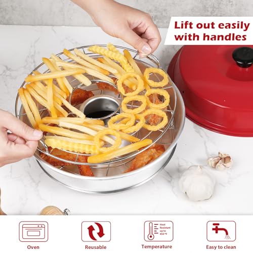 webake Grillrost Edelstahl Mit Griff Passend für Om nia Backofen 2 Stück Grillrost Rund aus 304 Edelstahl Backgitter Zubehör Edelstahlgitter für Om-nia Backofen Boden and 2.te Boden