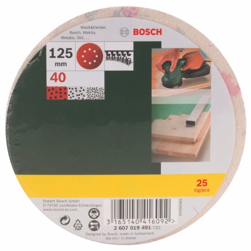 Bosch Accessories 2607019491 25 Fogli Abrasivi Roto-orbitale, Grana 40, 125 mm