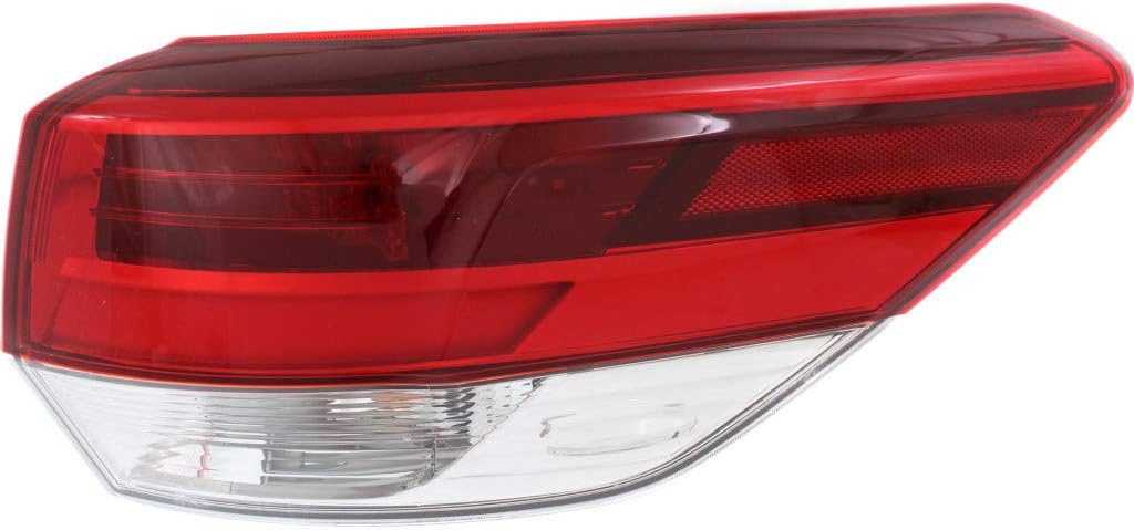 For Toyota Highlander Tail Light Assembly 2018 2019 Passenger Side | Outer | LED | Clear Lens | For TO2805143 | 81550-0E161