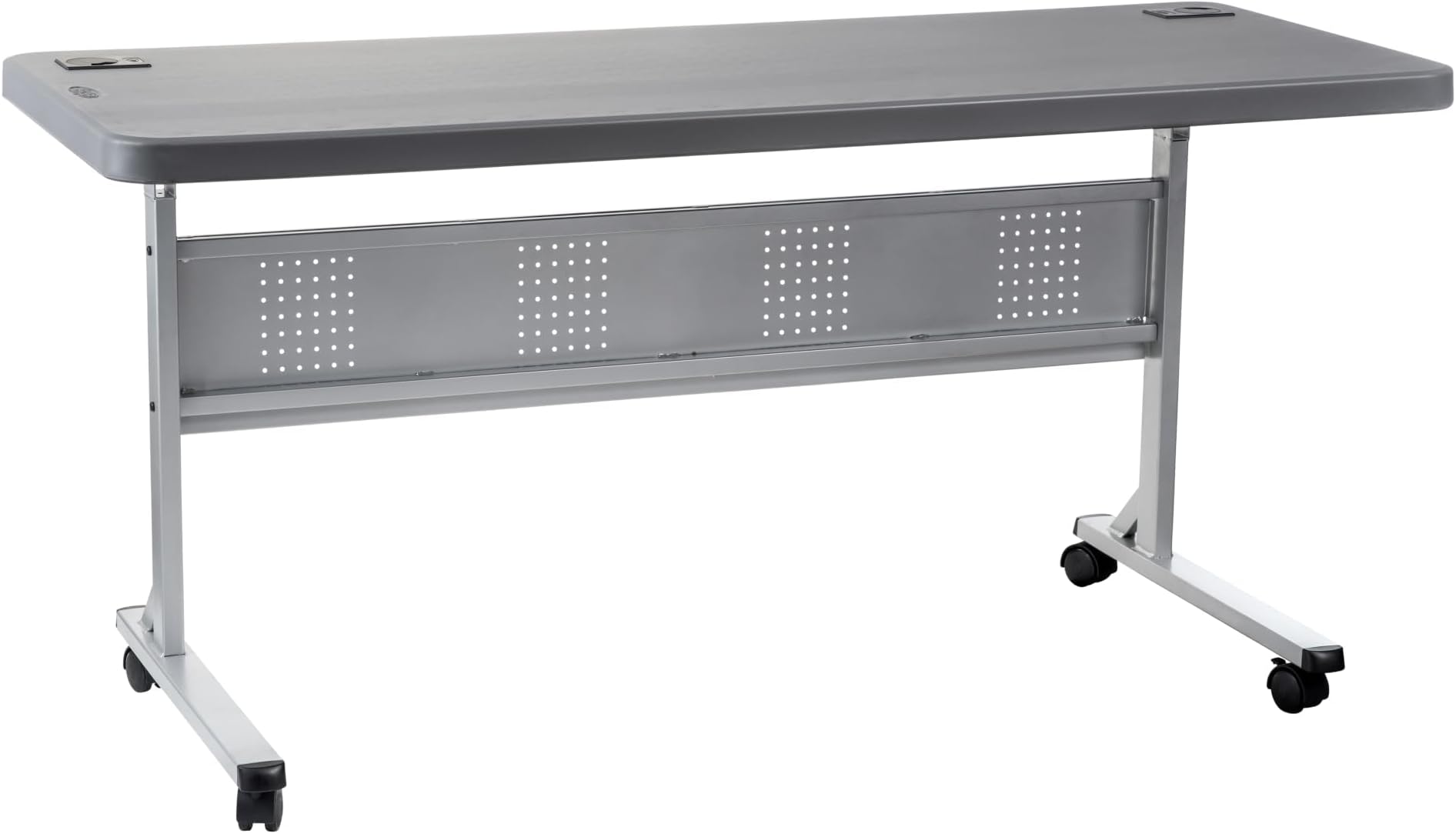 BPFT Series 24" W x 60" D Foldable Rectangular Training Table, Plastic, with Wheels, Charcoal
