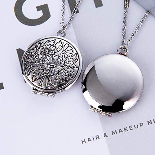 Personalized Photo Necklace For Women Memorial Locket That Holds 2 Pictures Round Customized Pendant With Adjustable Chain Engraved Keepsake Gift(Sliver) #TOP4