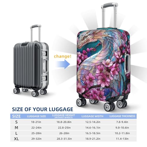 Stained Glass Dragon Elastic Travel Luggage Covers Dustproof Scratch-Resistant Suitcase Protector Fit 22-24 Inch4