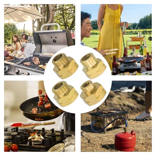 VZU 4 Stück Gasflaschen Adapter Set Europa, Euro-Füllset, Gasflasche Adapter zum Befüllen Deutscher Gasflaschen im Ausland, Messing Gasflaschenadapter, Nummeriert D1-D4