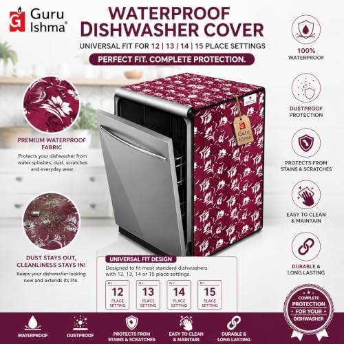 Image of Dishwasher Cover for 12 to 15 Place Setting | Water-Resistant Dustproof Zip Cover | Universal Fit Compatible with Bosch, LG, IFB, Hafele, Faber & More | 63 x 63 x 88 cm | Design 2