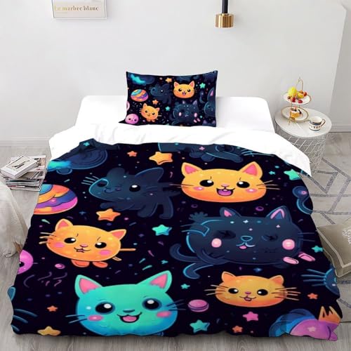 Housse de couette chat imprimé animaux mignons pour chambre cocooning - 2