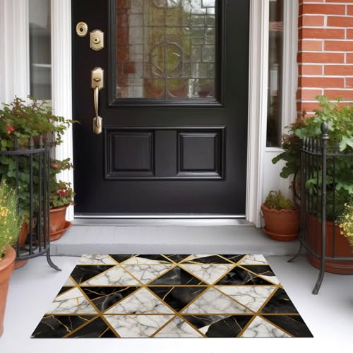 Tapis marbre noir antid&eacute;rapant pour s&eacute;curiser et d&eacute;corer le salon