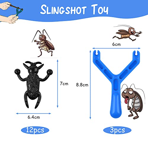Ainiv Cockroach Poo Slingshot Toy, 12 Cockroach Poo and 3 Slingshots - Image 2