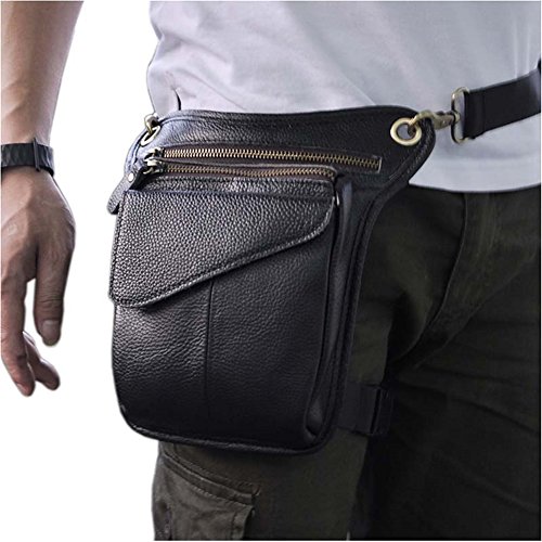 Genda 2Archer Fashion Leather Tactical Waist Pack Casual Travel Cycling Leg Bag (Black) #TOP4
