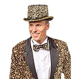 Ein echter Hingucker! PAPSTAR NEU Damen-Zylinder mit Pailletten Gold, KW 57-59