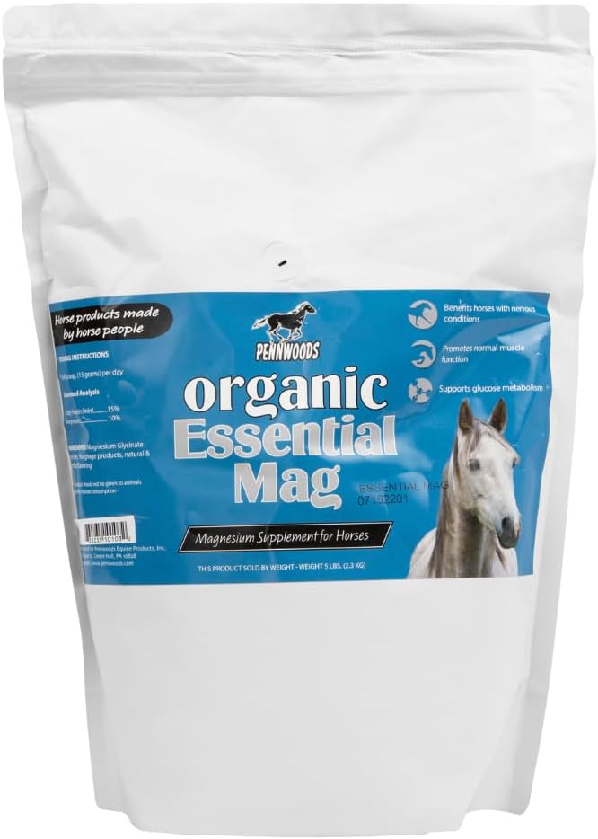 Calming Supplement for Horses – Magnesium Glycinate Powder – Supports Calm Behavior & Metabolic Health – for Hot, Nervous & Easy Keepers – 5 LB