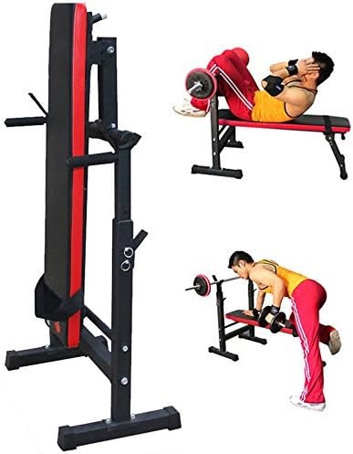Hehilark Weight Beach Folding Multi Sit Up Bench Press with Adjustable Barbell Rack Workout Fitness Home Indoor Exercise Gym