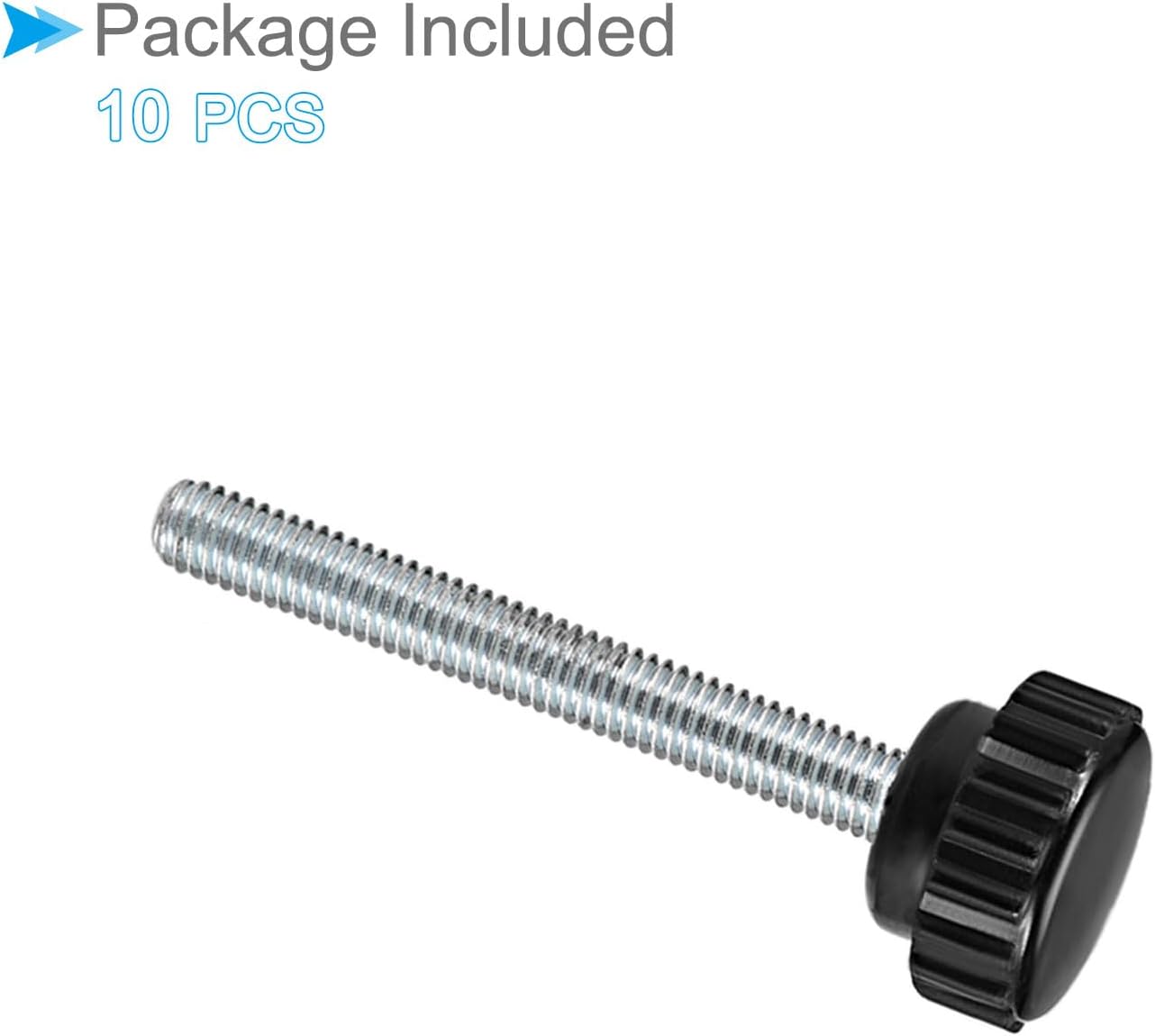 Perillas De Sujeción Moleteadas, Rosca Macho M6 X 1.969 In Cabeza De 0 827 In Perno De Agarre De Tornillo De Pulgar De Plastico Termoestable Negro