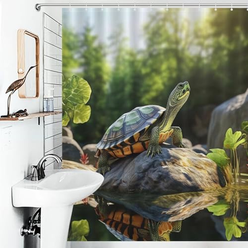 Rideau de douche tortues de mer en tissu polyester lavable imperméable 152x183cm