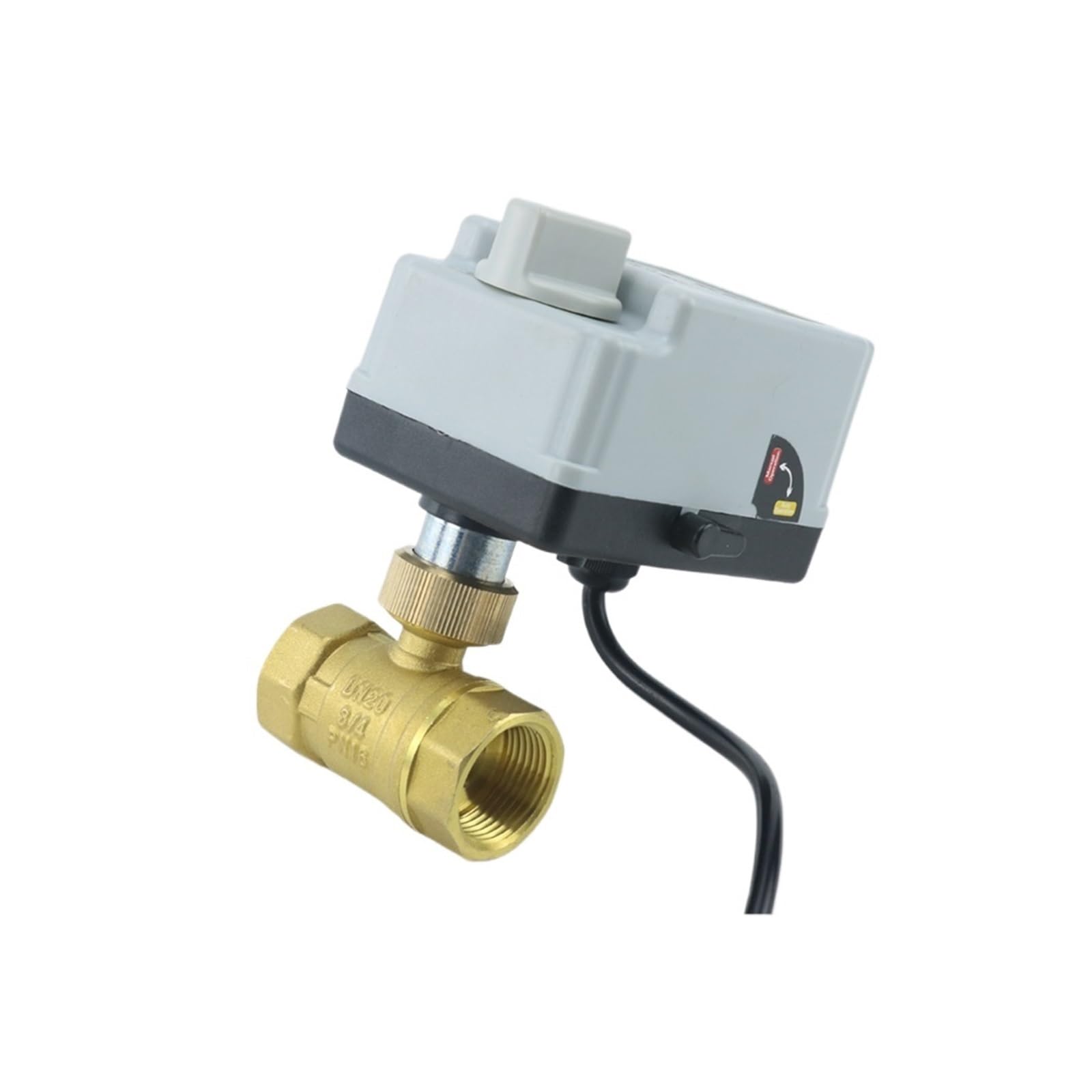 Válvula de bola de 2 vías Válvula de bola motorizada de latón de 2 vías, 1/2", 3/4" y 1", 220 V CA, con actuador eléctrico de 3 cables y dos controles, DN15, DN20, DN25 y DN32, con interruptor manual.