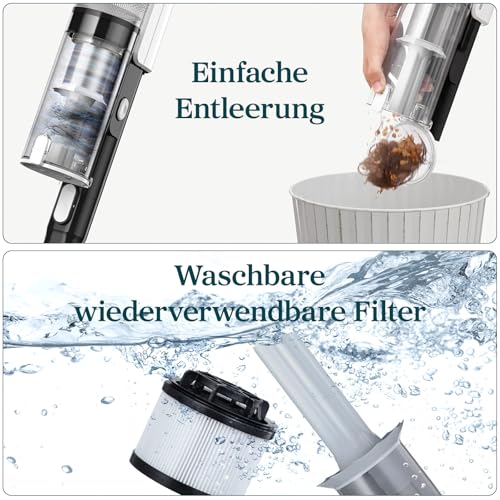 Levoit - Akku Staubsauger - Laufzeit für 75㎡ - Staubsauger Kabellos - 4-in-1 Vacuum Cleaner - 99,9 Prozent Filterleistung - Anti Tangle -Für Tierhaare/Teppiche/Hartböden/Auto - LVAC-200