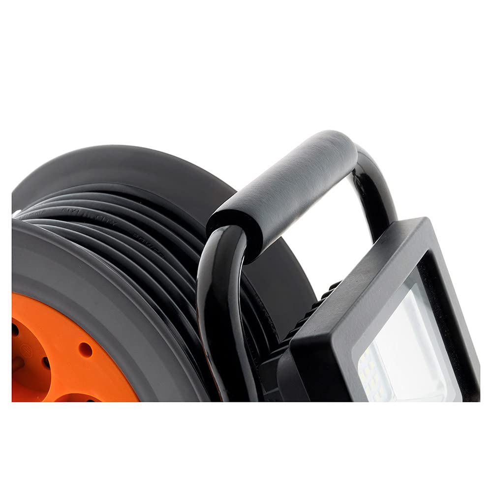 Zenitech - Enrouleur électrique 4 x 2P+T + projecteur LED 15m - Orange