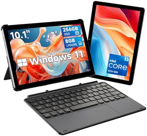 CHUWI Hi10 X1 Windows 11 Tablet 10,1 inç, 8 GB LPDDR5, 256 GB SSD, Intel N100 (3,4 GHz'e kadar), 2'si 1 arada dokunmatik ekran, klavyeli tablet, WiFi 6, BT 5.2, çift kamera, 1280 x 800 HD IPS, HDMI - Görsel 2