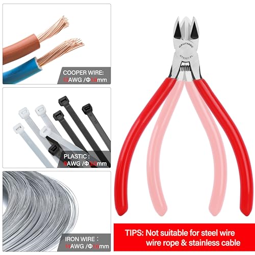 Image of HAUTMEC 5 inch Precise Small Flush Cutters of Engineer Wire Cutters Pliers 2PCS Side Cutters with Location Pin for Fine Shearing, Perfect for Circuit Board Cutting, Electronic Components, HT0327-2PC