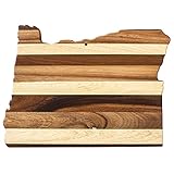Totally Bamboo Rock & Branch Shiplap Series Oregon State Shaped Wood Cutting Board and Charcuterie Serving Platter, Includes Hang Tie for Wall Display