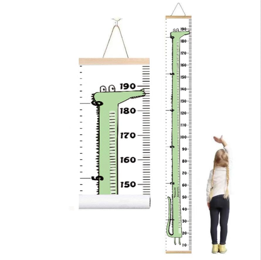 Kids Growth Chart Height Measuring Chart, Hangable and Removable Wall Decor 79"x7.9" Growth Chart for Kids Baby Child, Waterproof Canvas Height Measuring Rulers for Boys Girls (Crocodile)