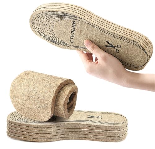 Image of Shoe Insoles, 3 Pairs Soft Wool Felt Insoles Shoe Cushion Insert Insoles, Comfort Inner Soles Warm Shoe Liners, Cuttable Insoles for Shock Absorption, Foot Pain Relief, Winter Boots Work Running Shoes