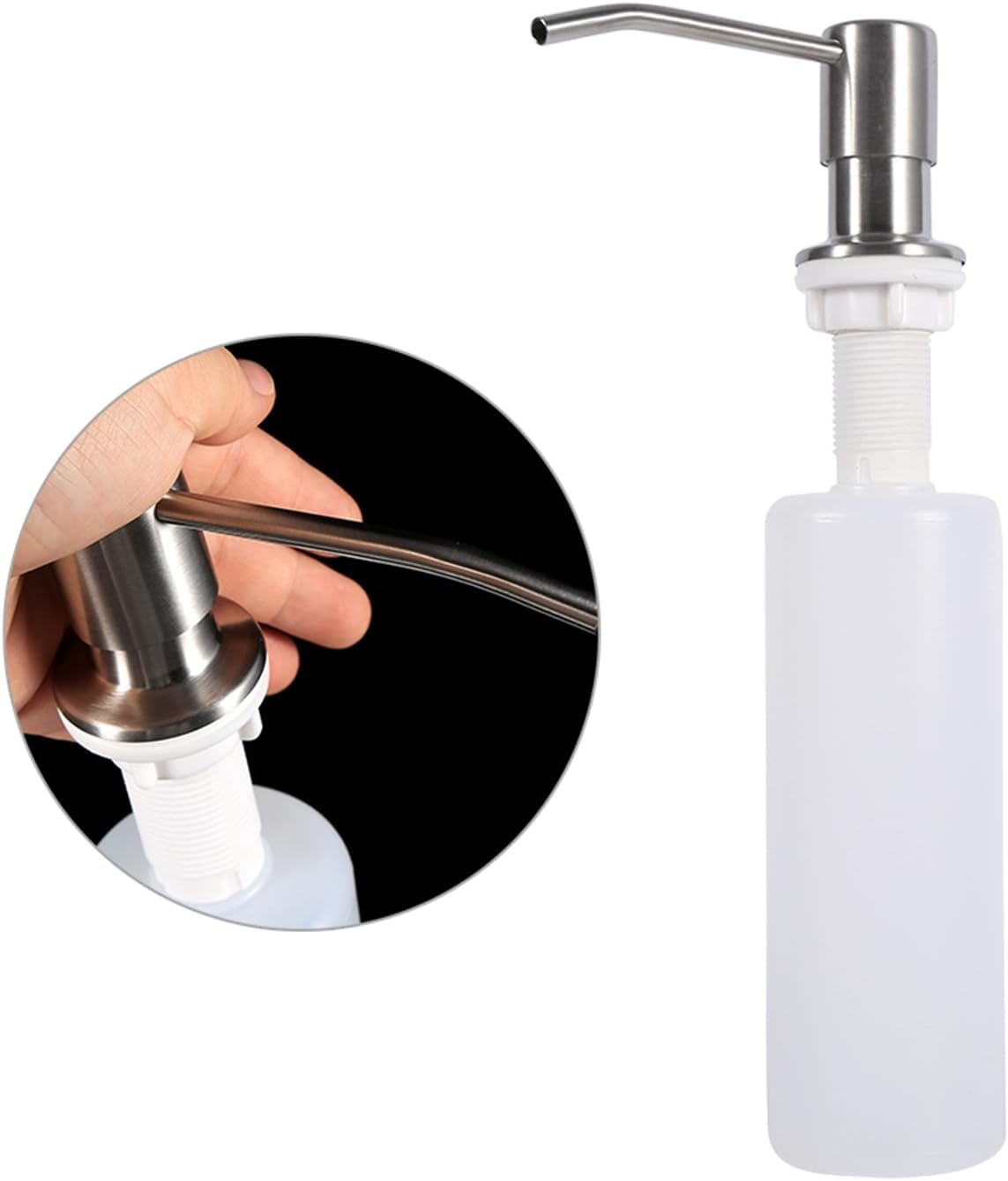 Garosa Stainless Steel Sink Soaps Dispenser, Built in Soap Dispenser Pump for Kitchen and Bathroom, 300ml Capacity with Smooth Operation