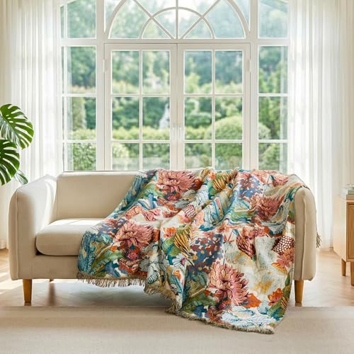 Image of LUTBM Boho Throw Blanket for Bed 60 inchx80 inch, All Season Cotton Couch Blankets