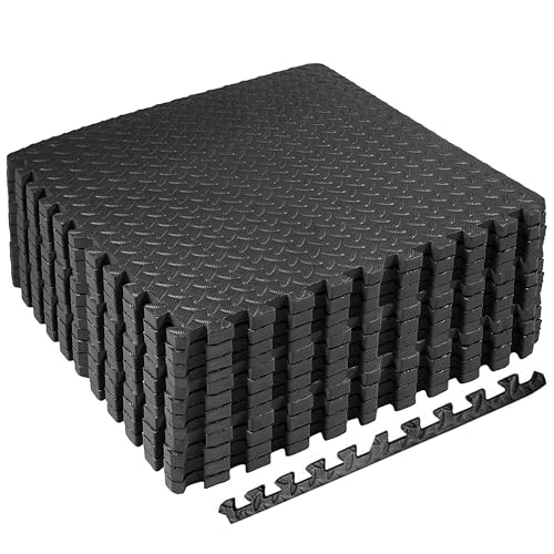 TechFit Alfombra de Gimnasio Puzzle de Espuma EVA, Juego de 12 Piezas 31,5 x 31,5 x 1 cm, Incluye 18...