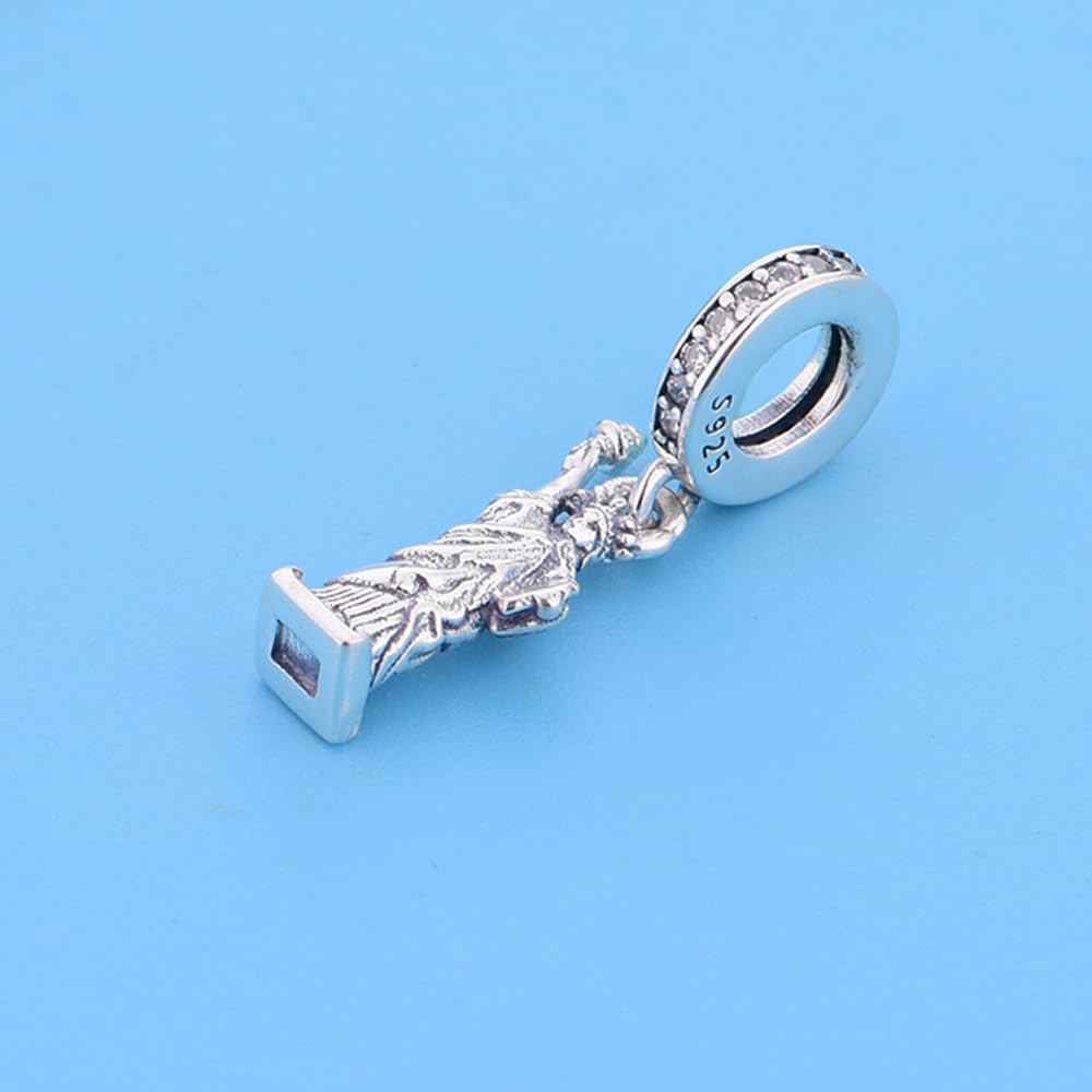 Charm-Anhänger Freiheitsstatue Denkmal USA Amerika 925 Silber Les Folies für Pandora, Sterling-Silber, Zirkonia
