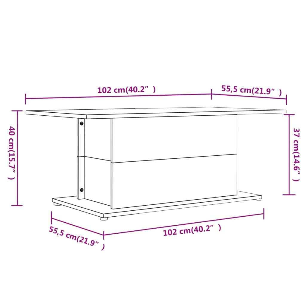 Couchtisch Grau Sonoma 102x55,5x40 cm Spanplatte
