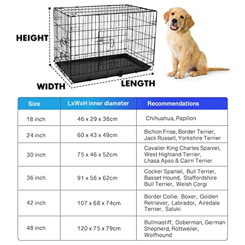 shine planet 30 Inch Dog Crate, 2 Doors Folding Mental Wire Dog Cage Training Kennel with Removable Tray and Handle - Image 6