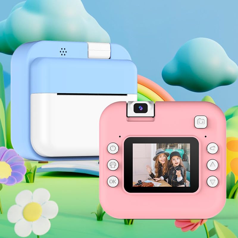 RFV1 Mini Camera Printer, Click Photo Print, Inkless Bluetooth HD Print | Compatible with Android, iOS Mobile. Instant Print Pictures and Labels for Boys and Girls,Best Gift for Kids (Cute Unicorn)