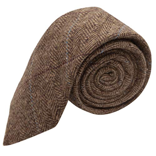 Luxury Herringbone Brown Tweed Necktie, Tie