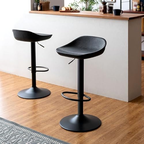 エア・リゾーム カウンターチェア バーチェア おしゃれ 昇降 ハイチェア ヴィンテージデザインバーチェア ROVIN(ロビン) 1脚単体販売 ブラック