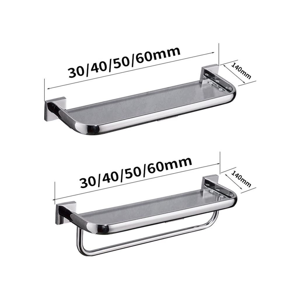 Estantes Flotantes Carrito De Ducha Estante De Baño Acero Inoxidable 304 Estantes De Baño Herrajes Vidrio Cromado Estante Pulido Perforador Estante Montado En La Pared Toallero Toallero/B 50 Cm (A 4