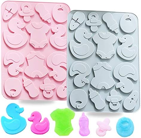 2 Pack Cute Baby Silicone Molds, 3D Baby Shower Themed Baking Mould, Cake Border Fondant Molds Cake Decorating Tools for Chocolate, Candy,Gumpaste Molds